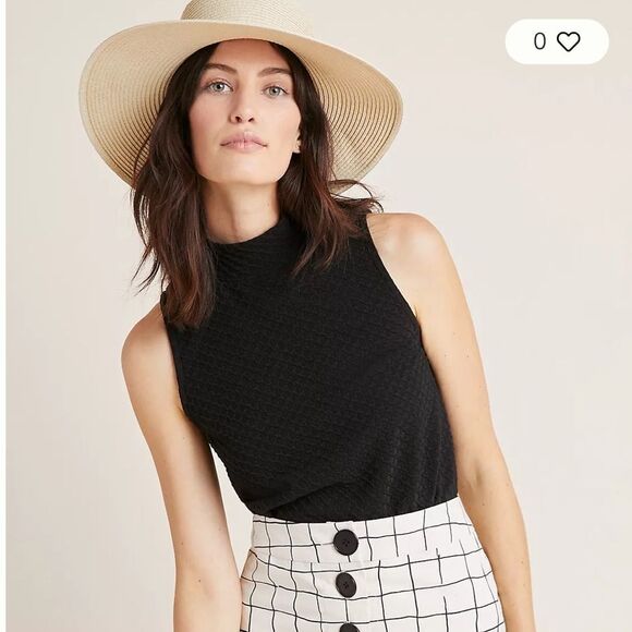 Anthropologie Eri + Ali Overture Black Button Back Tank Top Blouse Small - Picture 1 of 7